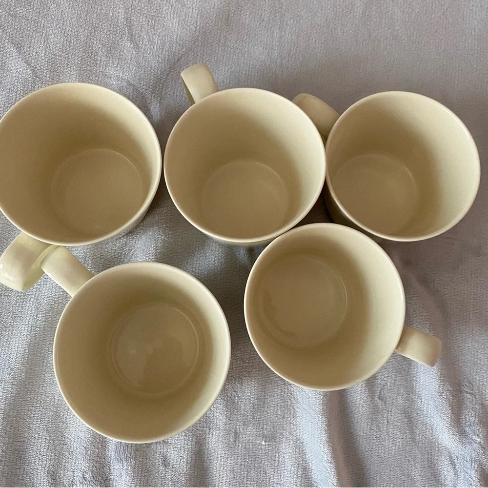 Crate &Barrel B.Eigen Margo Set of 5 Beige Ceramic Mugs